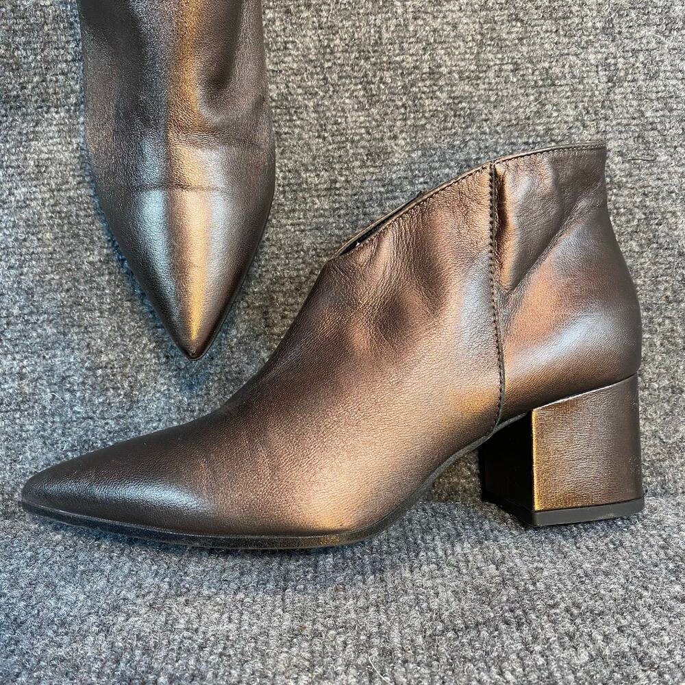 Formentini Italy Womens Size 39 US 9 Bronze Leather Pointed Toe Zip Booties Boot